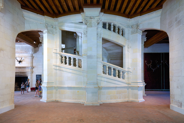 Chateau de Chambord features a double spiral staircase in France Digital Download