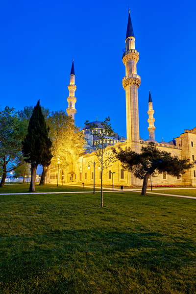 Night view of Suleymaniye Mosque in Istanbul Turkey Digital Download