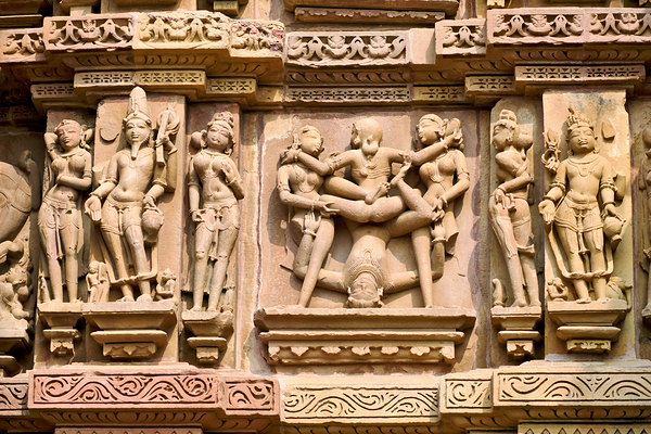 Hindu temples in Khajuraho display intricate erotic carvings Digital Download