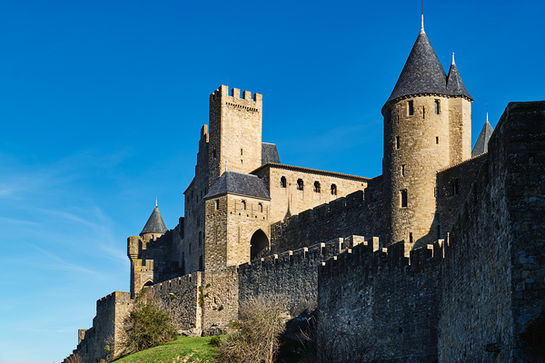 Visit to the famous castle of Carcassonne in France on a clear d Digital Download