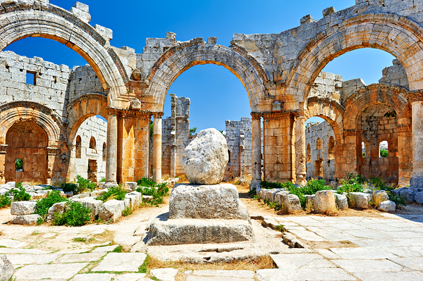 Ruins of Saint Simeon Stylites Church in Syria under a clear sky Digital Download