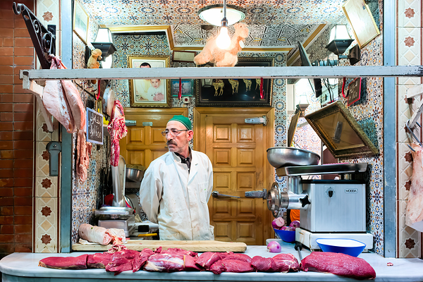 Butcher sells camel meat in the souk of Meknes Morocco Digital Download