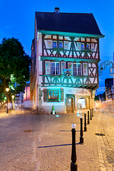 Timber framed houses in Colmar at night with soft lights Digital Download