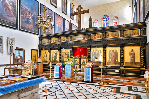 Orthodox Church interior in Jerusalem with icons and decorations Digital Download