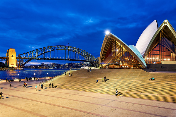 Sydney Opera House and Harbour Bridge at dusk. Digital Download