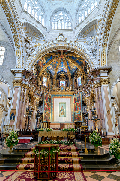 Valencia Cathedral features stunning architecture and altar deta Digital Download