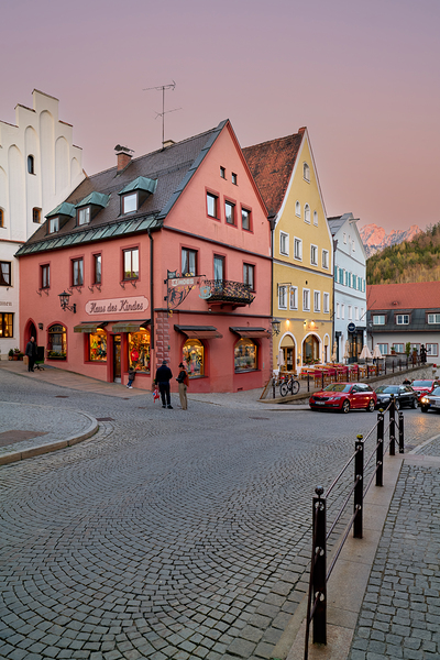 Streets of Fussen on the Romantic Road at dusk Digital Download