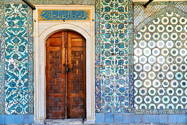 Exploring the tiled walls and wooden door at Topkapi Palace Digital Download