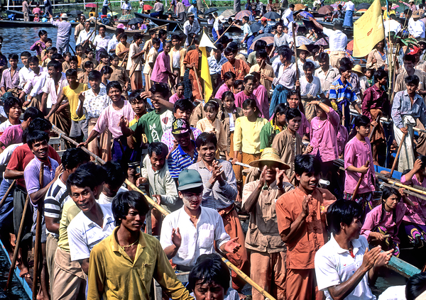 People gather on boats during the Inle Lake Festival in Myanmar Digital Download