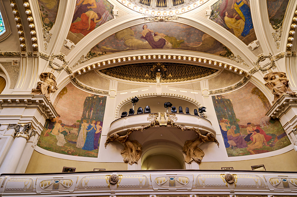 Ornate theater interior with murals sculptures and balcony. Digital Download