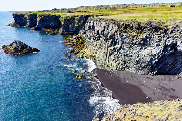 View of Arnarstapi cliffs and black sand beach in Iceland Digital Download
