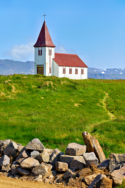 Visit to Hellnar Church in Iceland on a sunny day Digital Download
