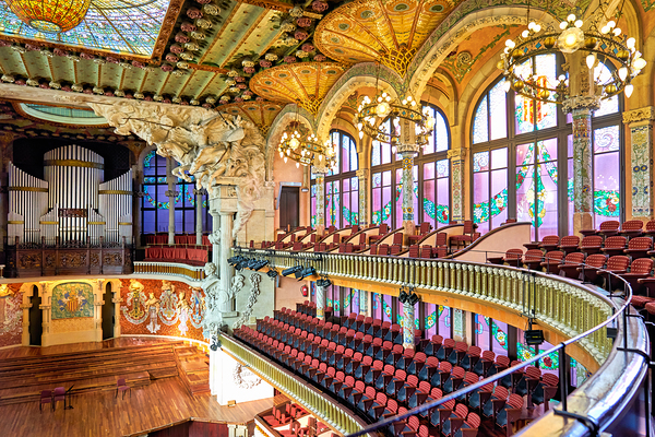 Concert hall view of Palau de la Musica Catalana in Barcelona Digital Download