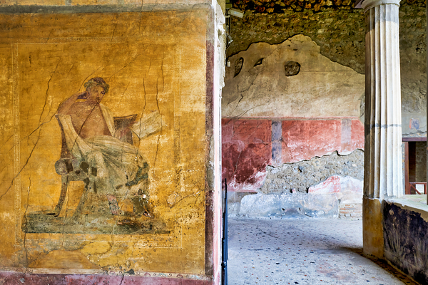 Exploring ancient wall painting in Pompeii archaeological site Digital Download