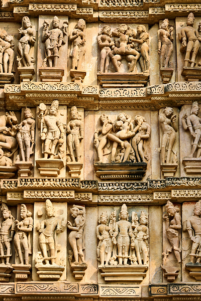Hindu temples in Khajuraho with erotic carvings and sculptures Digital Download
