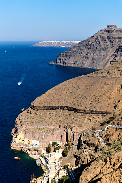 Santorini caldera with cliffs deep blue sea port and distant  Digital Download