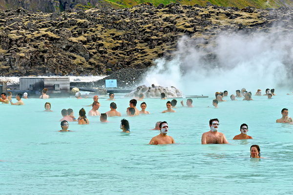 Visitors enjoy Grindaviks blue lagoon spa by day Digital Download