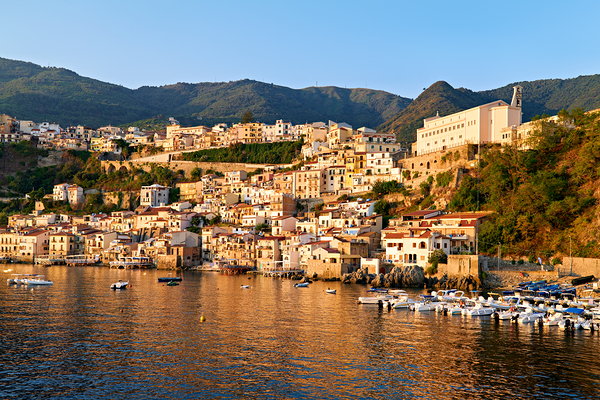 Sunrise over scilla in chianalea calabria italy Digital Download