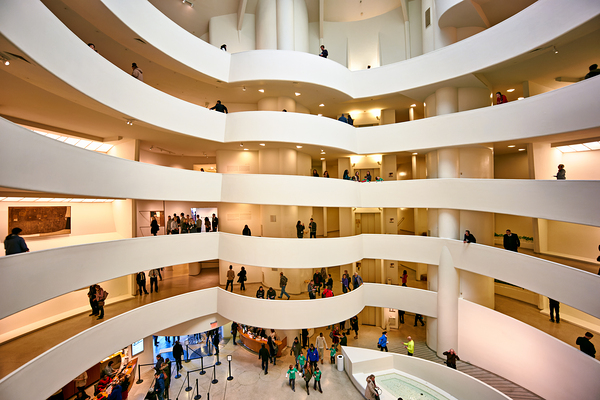 People walk and observe art in the Solomon R Digital Download