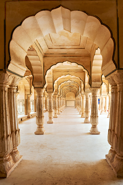 Amber Palace hall with arches and columns in Rajasthan India Digital Download