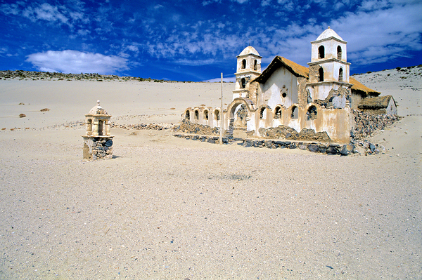 Old church ruins in a desolate sandy landscape. Digital Download