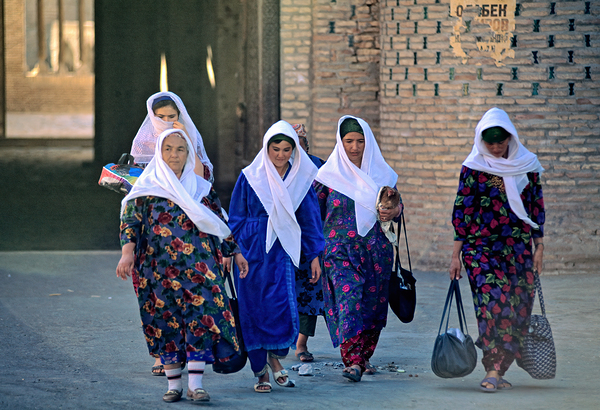Women stroll through Khivas streets with tradition Digital Download
