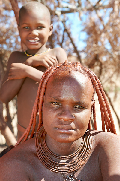 Portrait of Himba woman and child in Kunene region of Namibia Digital Download