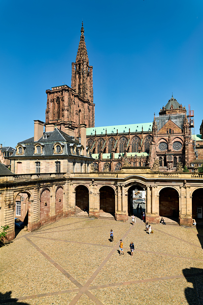 Visitors stroll in Palais Rohan courtyard view Strasbourg Cathe Digital Download