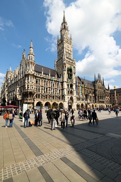Visitors exploring Marienplatz near Munich Town Hall in Bavaria Digital Download