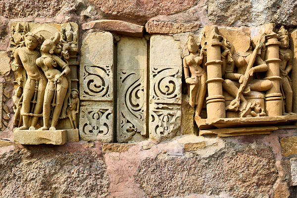 Sculptures on Hindu temples in Khajuraho Madhya Pradesh India Digital Download
