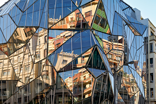 Modern building reflects city life in Bilbao Spain Digital Download