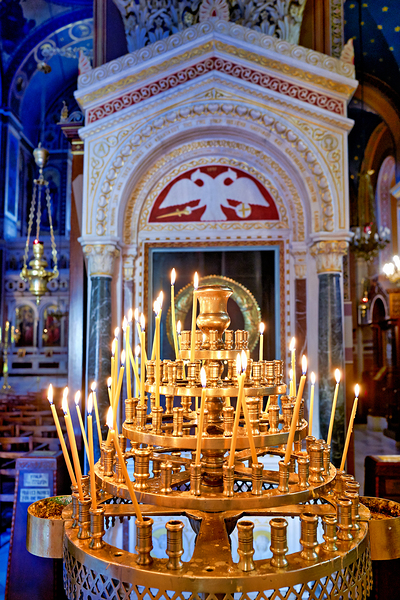 Candles in the Mitropolis Cathedral in Athens Greece show light Digital Download