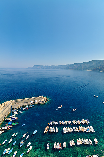View of Chianalea harbor in Scilla Calabria Italy with boats Digital Download