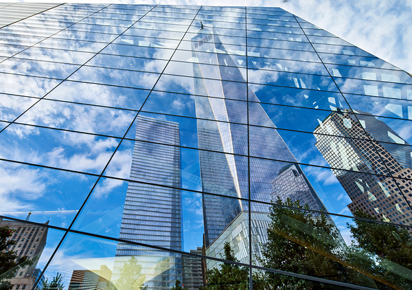 Reflections of one world trade center in manhattan Digital Download