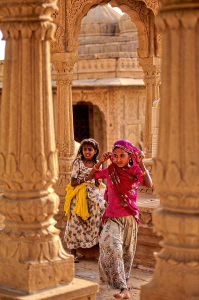 Girls playing in Jaisalmer Rajasthan during the evening light Digital Download