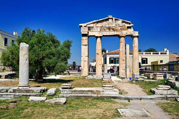 Roman Agora site shows ancient columns and ruins in Athens Greec Digital Download