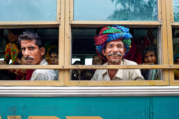Passengers travel on bus in Udaipur Rajasthan India Digital Download