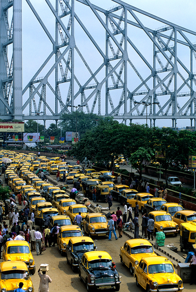 Taxis lined up in Calcutta Kolkata near the Howrah Bridge Digital Download