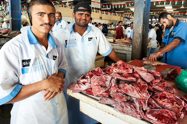 Fish market scene with men at work in Dubai UAE Digital Download