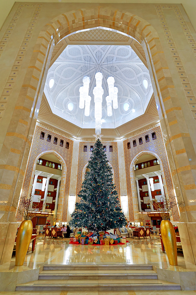 Luxury hotel features Christmas tree in Muscat Oman Digital Download