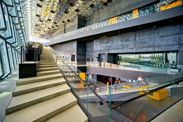 Exploring the interior of Harpa Opera House in Reykjavik Iceland Digital Download