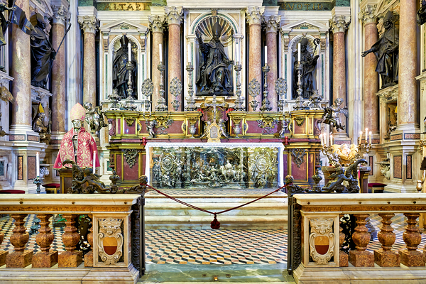 Naples Cathedral interior with altar and statues Digital Download