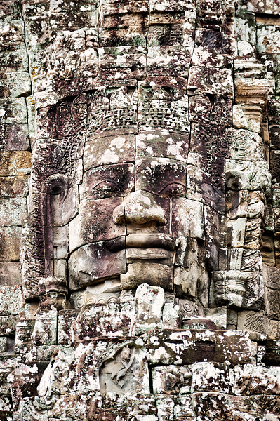 Ancient Khmer stone face Bayon temple. Digital Download