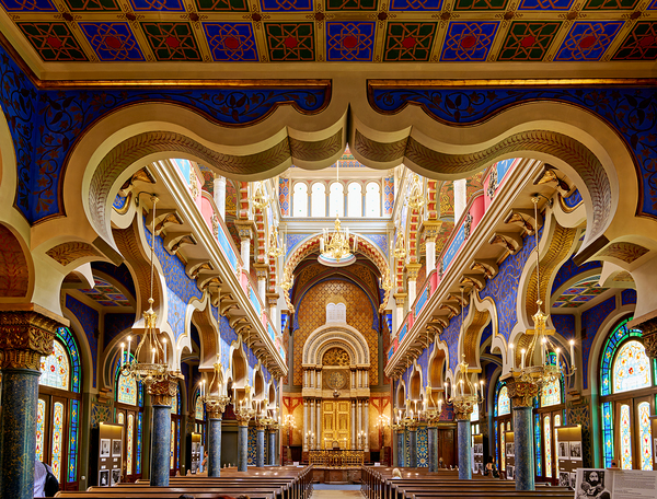 Stunning ornate synagogue interior featuring colorful arches an Digital Download