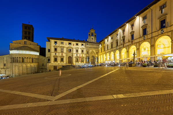 Piazza Grande in Arezzo at sunset with glowing architecture Digital Download