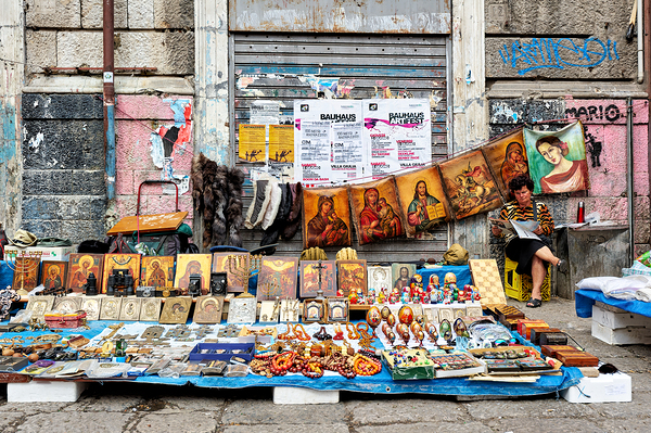 Market scene in Palermo Sicily with local crafts and art Digital Download