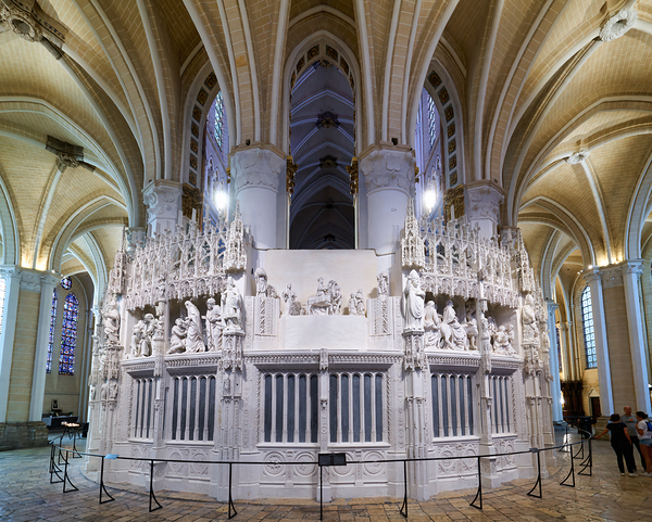 Cathedral interior in Chartres with detailed white altar area Digital Download