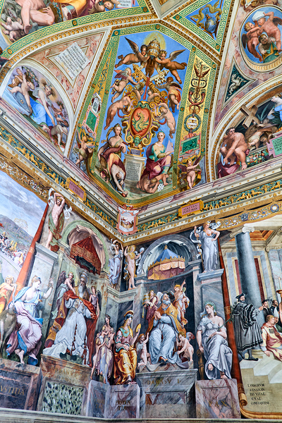 Frescoes in Raphael rooms at Vatican Museums in Rome Digital Download