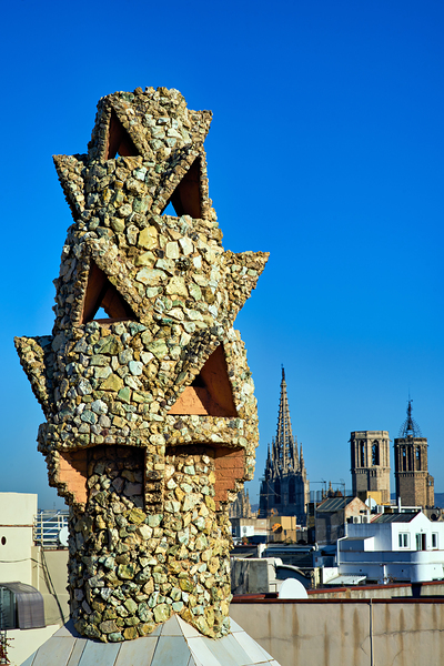 Rooftop view of Palau Guell in Barcelona Digital Download