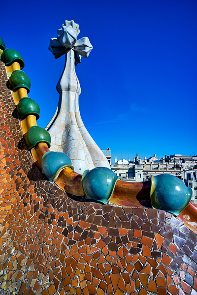 Exploring Casa Batllo in Barcelona under a clear sky Digital Download